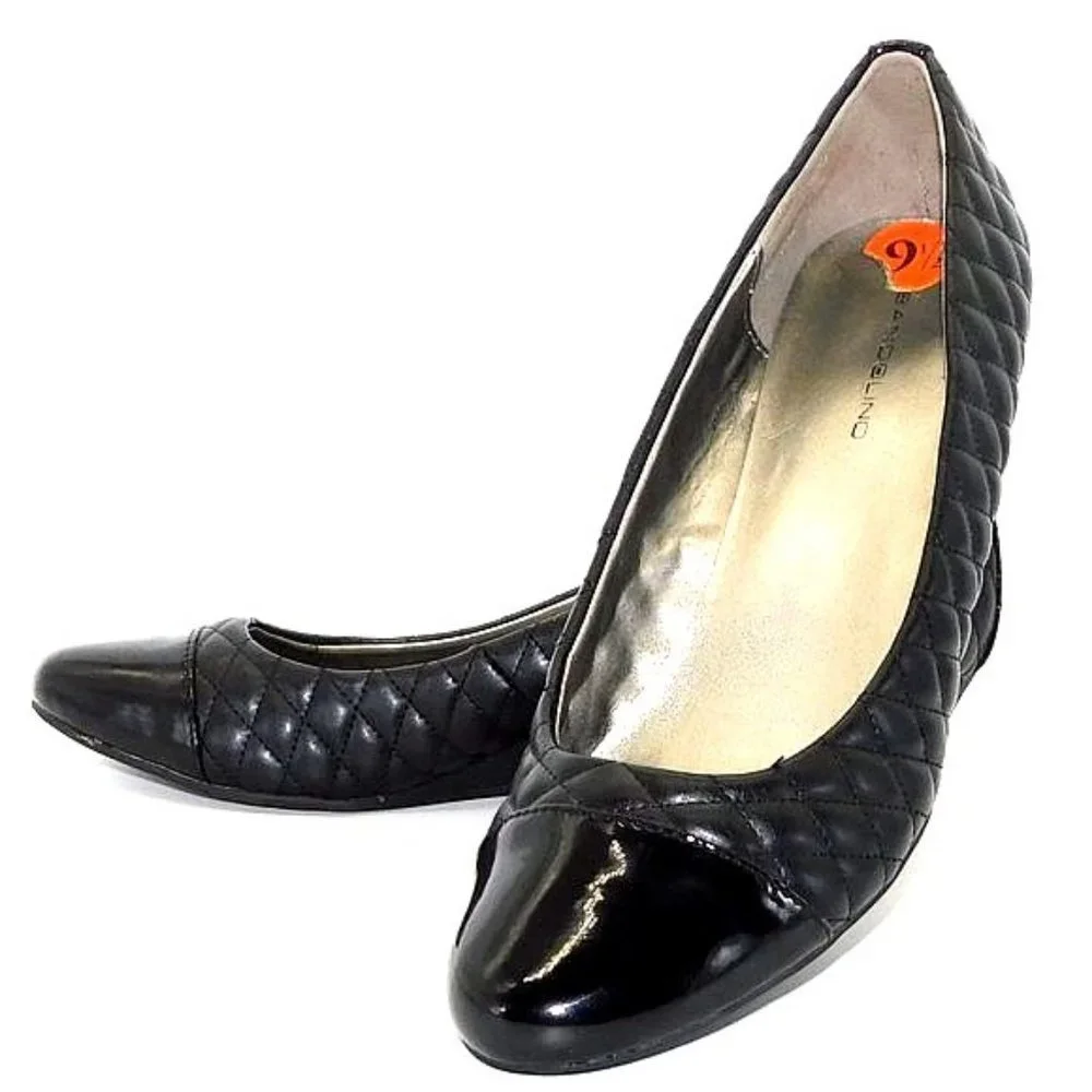 Bandolino Black Quilted Wedge Flats